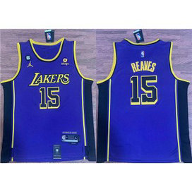 NBA Lakers 15 Austin Reaves Purple With NO.6 Patch Basketball Men Jersey