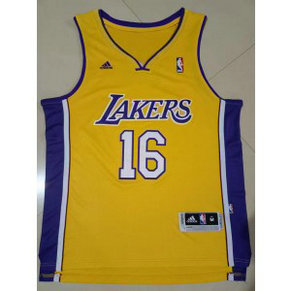 NBA Lakers 16 Pau Gasol Yellow Adidas Men Jersey