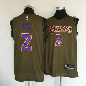 NBA Lakers 2 Lonzo Ball Olive Nike Swingman Men Jersey