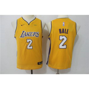 NBA Lakers 2 Lonzo Ball Yellow Nike Swingman Youth Jersey