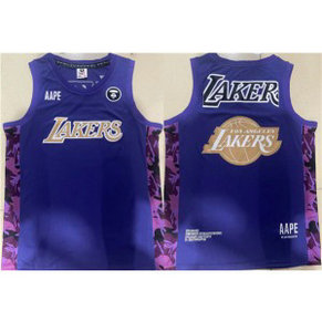 NBA Lakers 2022 Purple Big Team Logo Basketball Men Jersey