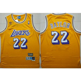 NBA Lakers 22 Elgin Baylor Yellow Hardwood Classics Men Jersey
