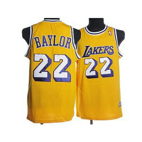 NBA Lakers 22 Elgin Baylor Yellow Throwback Men Jersey