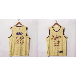 NBA Lakers 23 James Gold Nike Men Jersey