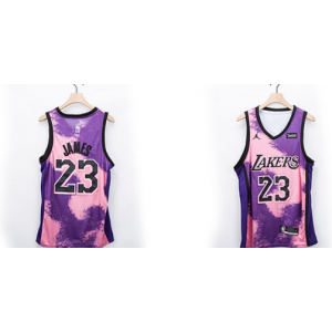 NBA Lakers 23 James Purple Fashion Men Jersey