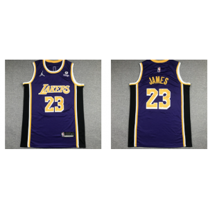 NBA Lakers 23 James Purple Men Jersey