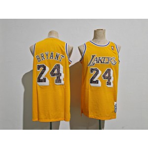 NBA Lakers 23 Kobe Bryant Yellow Throwback Men Jersey