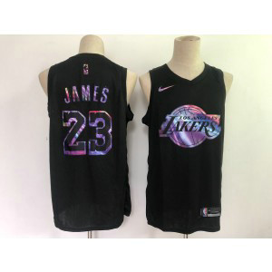 NBA Lakers 23 LeBron James Black Crucial Catch Nike Men Jersey