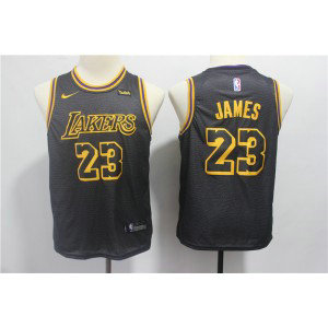 NBA Lakers 23 LeBron James Black Nike City Edition Youth Jersey