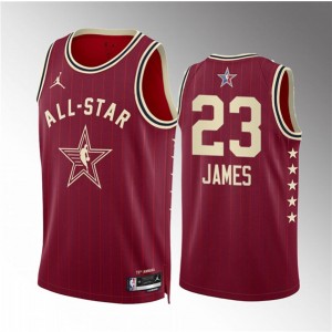 NBA Lakers 23 LeBron James Crimson 2024 All Star Jordan Men Jersey