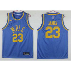 NBA Lakers 23 LeBron James MPLS Blue Men Jersey 1