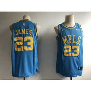NBA Lakers 23 LeBron James MPLS Blue Men Jersey(with wish logo)