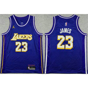 NBA Lakers 23 LeBron James Purple Jordan Youth Jersey
