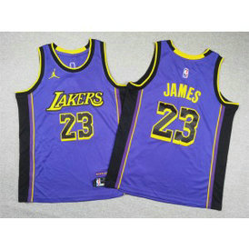 NBA Lakers 23 LeBron James Purple Jordan Youth Jersey