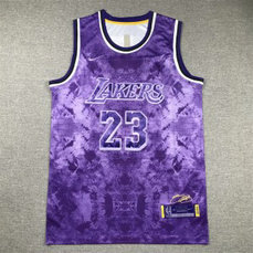 NBA Lakers 23 LeBron James Purple Nike Men Jersey
