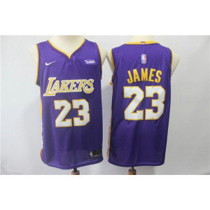 NBA Lakers 23 LeBron James Purple Swingman Nike Men Jersey