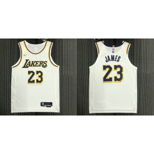 NBA Lakers 23 LeBron James White New AU Style Men Jersey