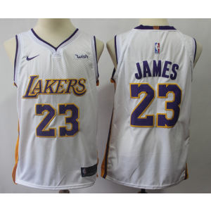 NBA Lakers 23 LeBron James White Swingman Nike Men Jersey
