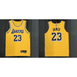 NBA Lakers 23 LeBron James Yellow New AU Style Men Jersey