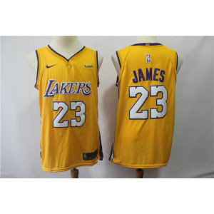 NBA Lakers 23 LeBron James Yellow Swingman Nike Men Jersey
