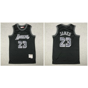 NBA Lakers 23 Lebron James Black Hardwood Classics Men Jersey 1