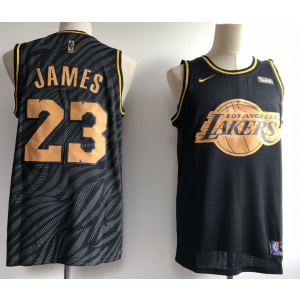 NBA Lakers 23 Lebron James Black Shadow Nike Men Jersey