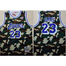 NBA Lakers 23 Lebron James Camo 2018 19 Hardwood Classics Men Jersey