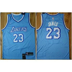 NBA Lakers 23 Lebron James Light Blue Nike Men Jersey
