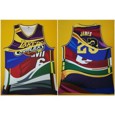 NBA Lakers 23 Lebron James Multi Color Men Jersey