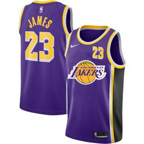 NBA Lakers 23 Lebron James Purple City Edition Number Men Jersey