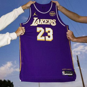 NBA Lakers 23 Lebron James Purple Jordan Men Jersey