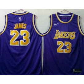 NBA Lakers 23 Lebron James Purple Nike Swingman Men Jersey