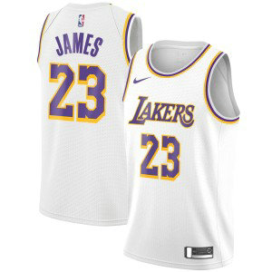 NBA Lakers 23 Lebron James White Nike Men Jersey