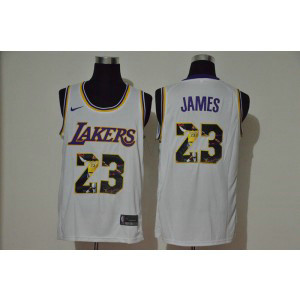 NBA Lakers 23 Lebron James White Player Name Nike Fashion Men Jersey