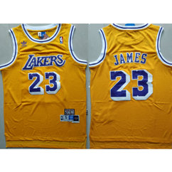 NBA Lakers 23 Lebron James Yellow Hardwood Classics Men Jersey 1