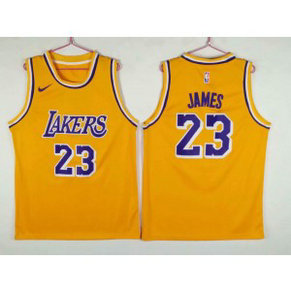 NBA Lakers 23 Lebron James Yellow Nike Swingman Men Jersey