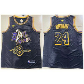 NBA Lakers 24 & 8 Kobe Bryant Mamba Black Men Jersey