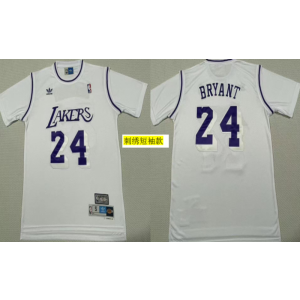 NBA Lakers 24 Bryant White Short-Sleeve Throwback Men Jersey