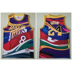 NBA Lakers 24 Kobe Bryant Big Face Color Hardwood Classics Men Jersey