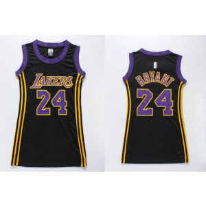 NBA Lakers 24 Kobe Bryant Black(Purple ) Print Dress Women Jersey