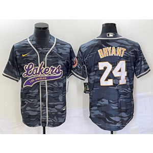 NBA Lakers 24 Kobe Bryant Black Camo Baseball Nike Men Jersey