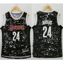 NBA Lakers 24 Kobe Bryant Black City Light Men Jersey