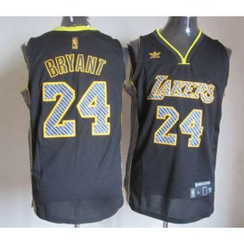 NBA Lakers 24 Kobe Bryant Black Electricity Men Jersey