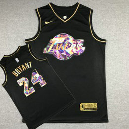 NBA Lakers 24 Kobe Bryant Black Gold Diamond Men Jersey