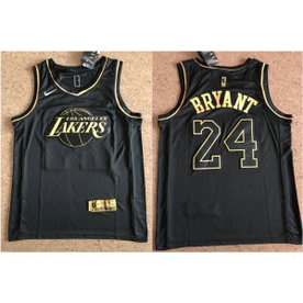 NBA Lakers 24 Kobe Bryant Black Gold Nike Men Jersey 1