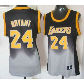 NBA Lakers 24 Kobe Bryant Black-Grey Fadeaway Women Jersey