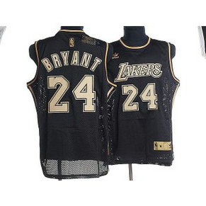 NBA Lakers 24 Kobe Bryant Black Grey Number Men Jersey