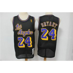 NBA Lakers 24 Kobe Bryant Black Hardwood Classics Mesh Men Jersey