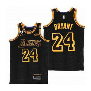 NBA Lakers 24 Kobe Bryant Black Mamba City Gigi Patch Men Jersey