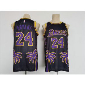 NBA Lakers 24 Kobe Bryant Black Throwback Basketball Men Jersey